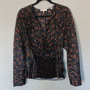 Vince Black Blouse with Floral Design